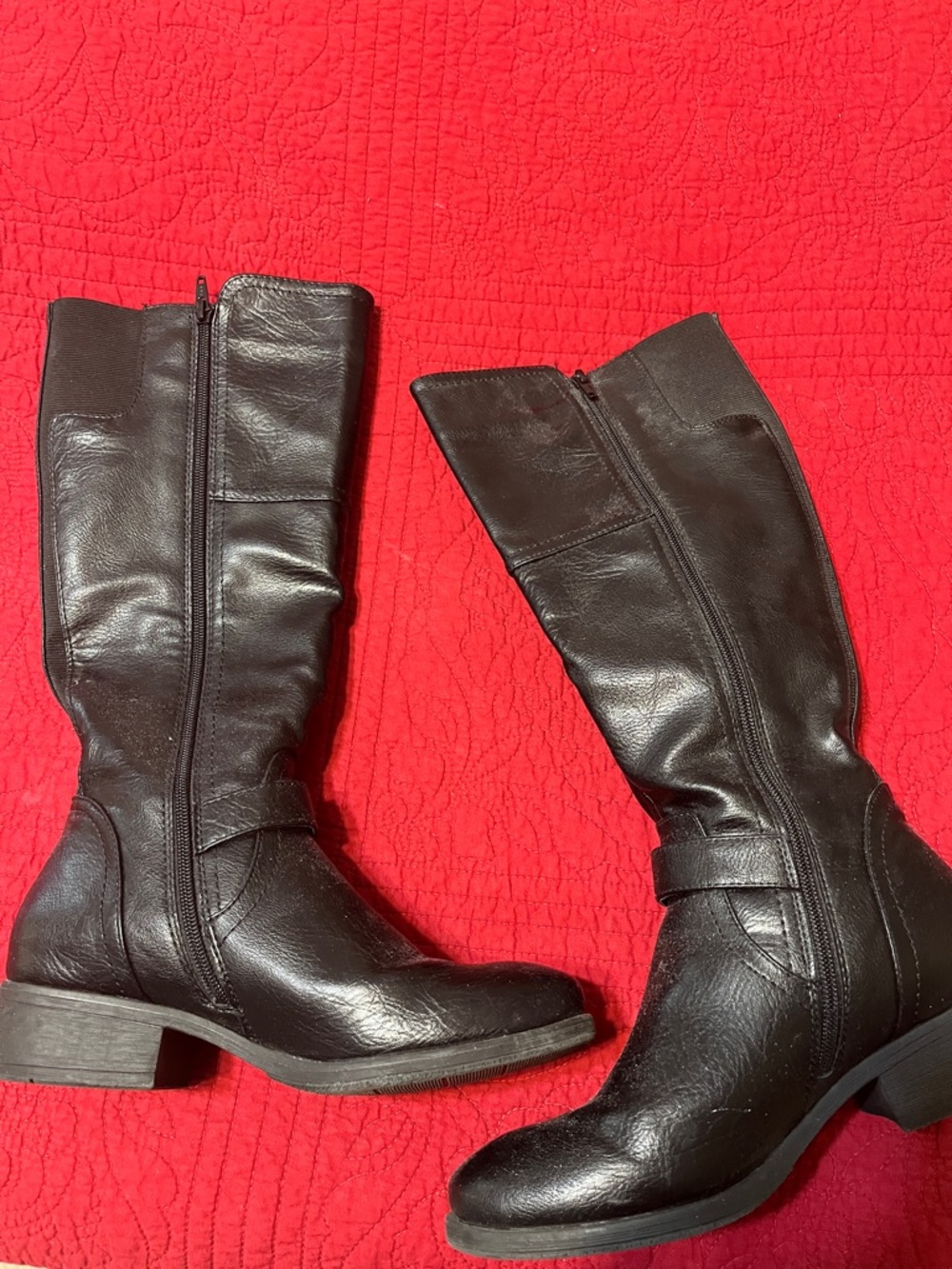 Kohl's Black Mid-Calf Leather Heeled Boots - Women